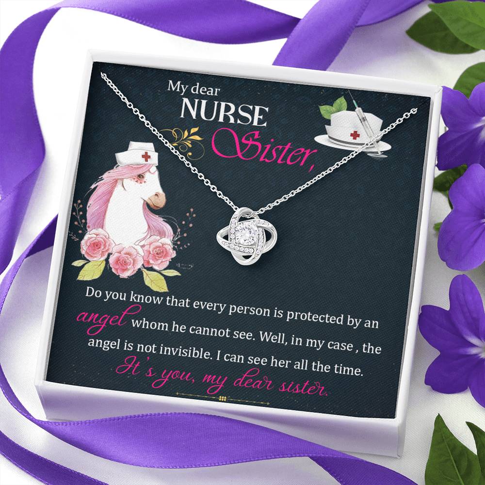 My Dear Nurse Sister Mother's Day Gift Love Knot Necklace