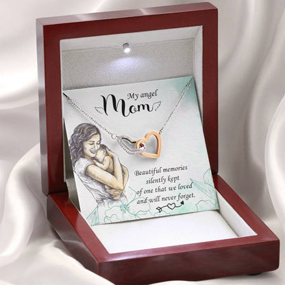 My Angel Mom Mother's Day Gift Interlocking Heart Necklace