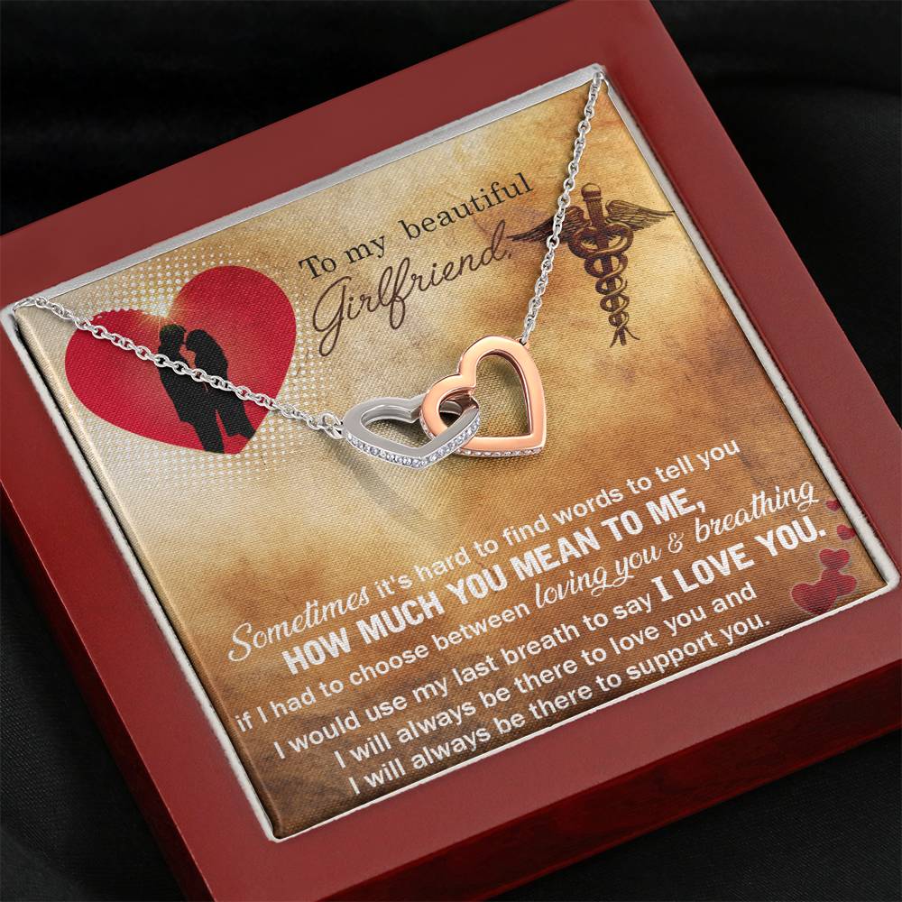 To My Beautiful Girlfriend Sometimes It's Hard To Find Words To Tell You Mother's Day Interlocking Heart Necklace
