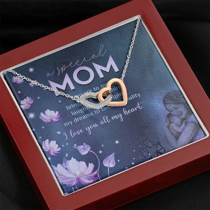 A SPECIAL MOM HAPPY MOTHER'S DAY INTERLOCKING HEART NECKLACE