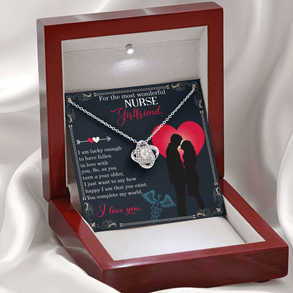 For The Most Wonderful Nurse Girlfriend Gift Love Knot Necklace