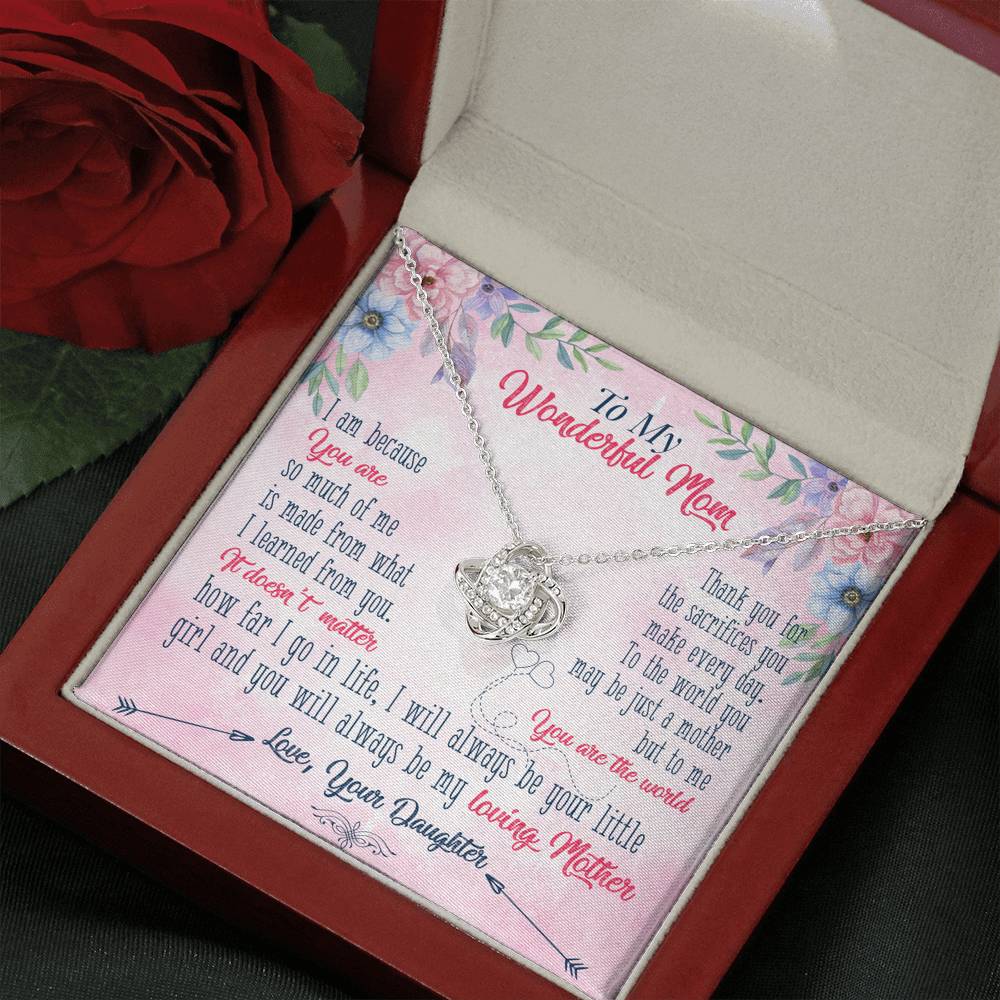 To My Wonderful Mom Happy Mother's Day Love Knot Necklace
