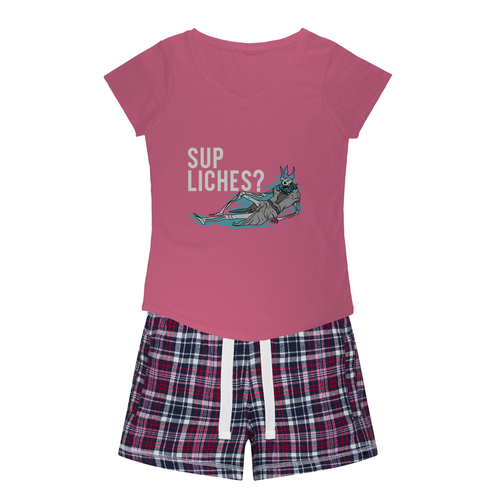 DnD - SUP LICHES Girls Sleepy Tee and Flannel Short