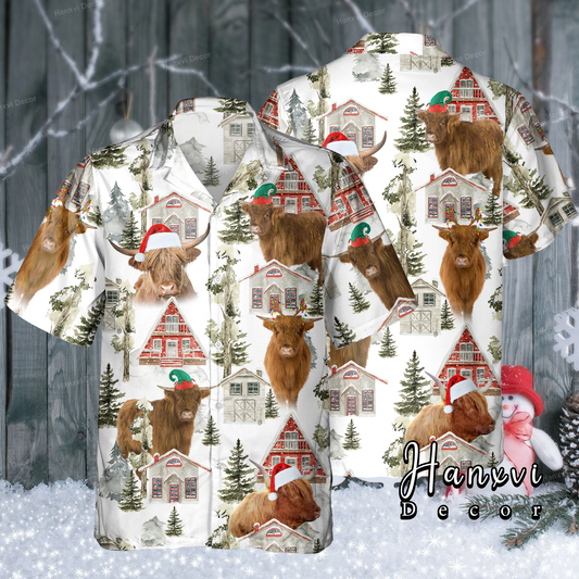 Highland Cow Cattle Merry Christmas Hawaiian Shirt