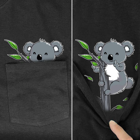 Koala Middle Finger Pocket T-shirt