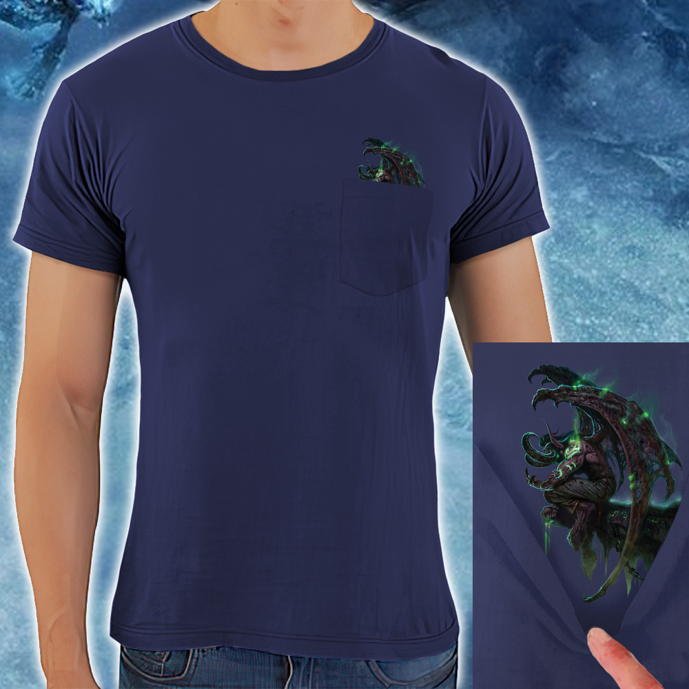 WoW Illidan Stormrage With Middle Finger Pocket Shirt