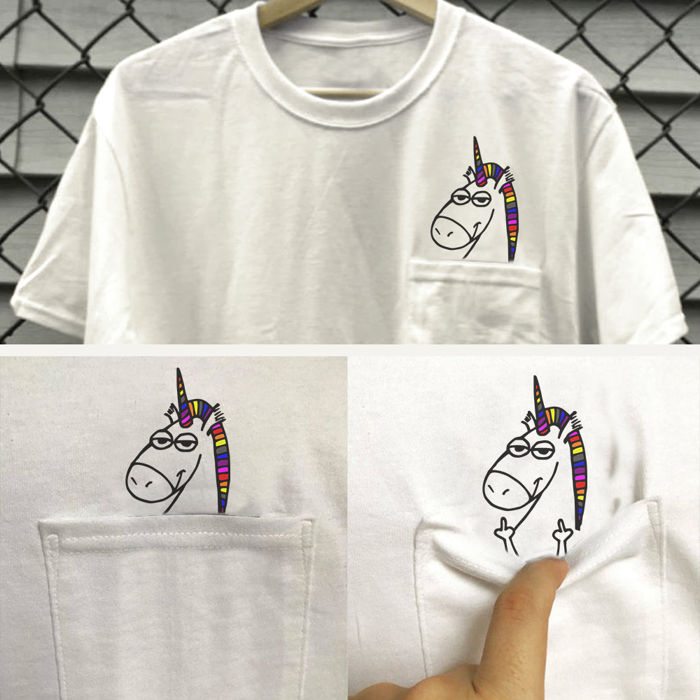 Unicorn Middle Finger Pocket Shirt
