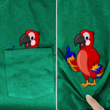 Tropical Parrot With Middle Finger Pocket Shirt