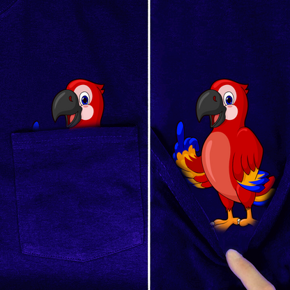 Tropical Parrot With Middle Finger Pocket Shirt